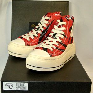 R13 KURT PLATFORM SNEAKERS, RED & BLACK ZEBRA, 8, EU 38, NEW IN BOX
